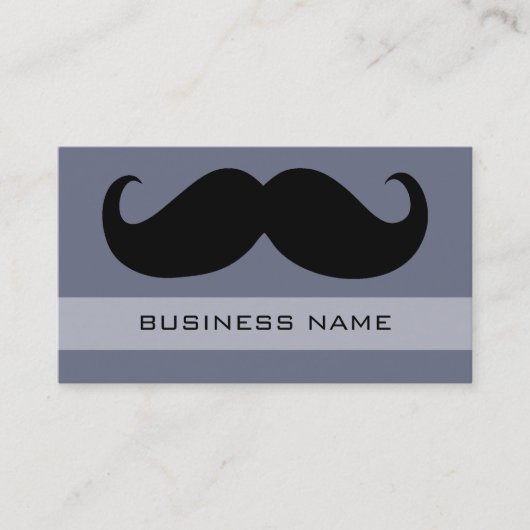 Funny Black Mustache en Plain Grey Visitekaartje (Voorkant)