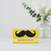 Funny Black Mustache en Plain Yellow Visitekaartje (Staand voorkant)