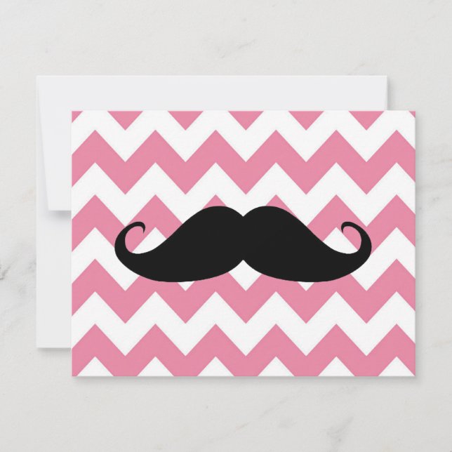 Funny Black Mustache en Roze Chevron Pattern (Voorkant)