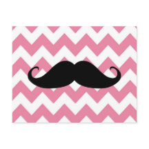 Funny Black Mustache en Roze Chevron Pattern