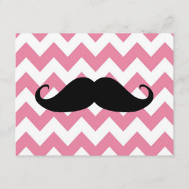 Funny Black Mustache en Roze Chevron Pattern