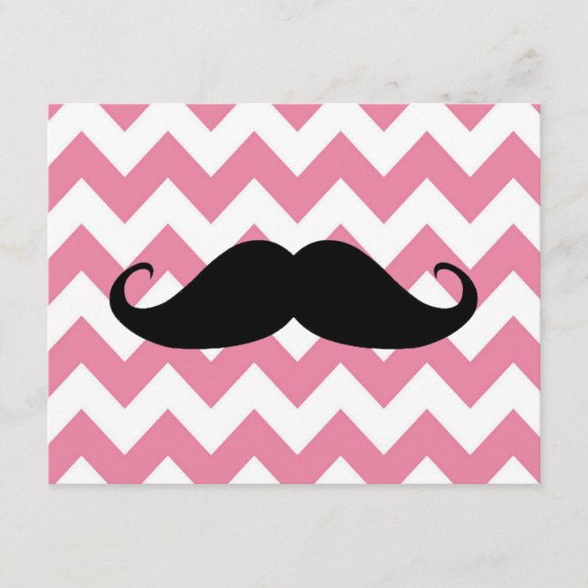 Funny Black Mustache en Roze Chevron Pattern (Voorkant)