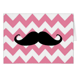 Funny Black Mustache en Roze Chevron Pattern