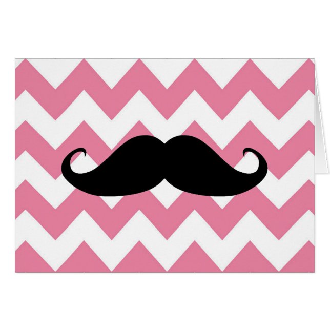 Funny Black Mustache en Roze Chevron Pattern (Voorkant Horizontaal)