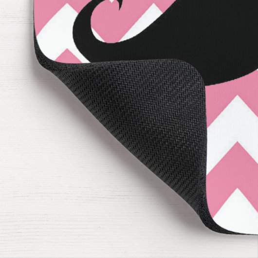 Funny Black Mustache en Roze Chevron Pattern Muismat (Hoek)