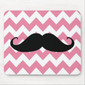 Funny Black Mustache en Roze Chevron Pattern Muismat (Voorkant)