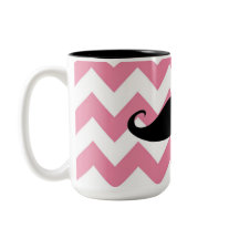 Funny Black Mustache en Roze Chevron Pattern