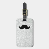 Funny Black Mustache en White Sparkle Bling Bagagelabel (Voorkant verticaal)