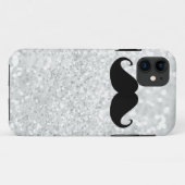 Funny Black Mustache en White Sparkle Bling Case-Mate iPhone Case (Achterkant (horizontaal))