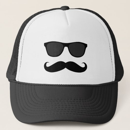 Funny Black Mustache en zonnebrillen Trucker Pet (Voorkant)