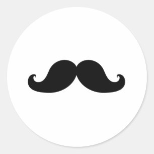 Funny Black Mustache Humor Ronde Sticker