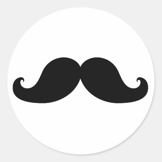 Funny Black Mustache Humor Ronde Sticker (Voorkant)