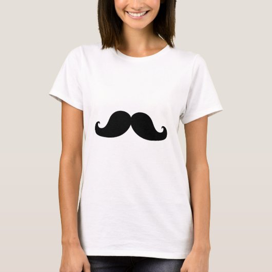 Funny Black Mustache Humor T-shirt (Voorkant)