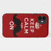 Funny Black Mustache Keep Calm Case-Mate iPhone Case (Achterkant (horizontaal))