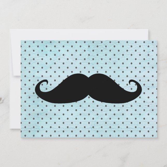 Funny Black Mustache op Blauwgroen blauwe pokadots (Voorkant)