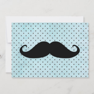 Funny Black Mustache op Blauwgroen blauwe pokadots