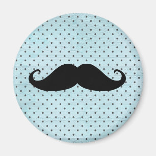 Funny Black Mustache op Blauwgroen blauwe pokadots Magneet
