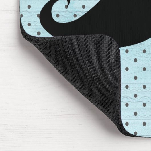 Funny Black Mustache op Blauwgroen blauwe pokadots Muismat (Hoek)