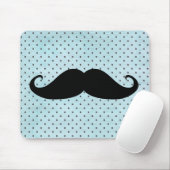 Funny Black Mustache op Blauwgroen blauwe pokadots Muismat (Met muis)