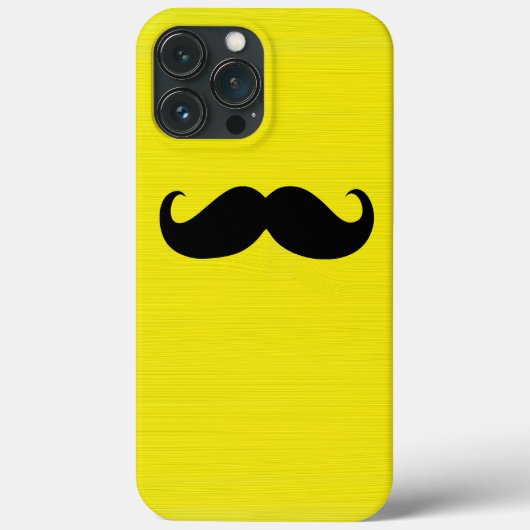 Funny Black Mustache op gele achtergrond Case-Mate iPhone Case (Achterkant)