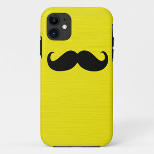 Funny Black Mustache op gele achtergrond iPhone 11 Hoesje