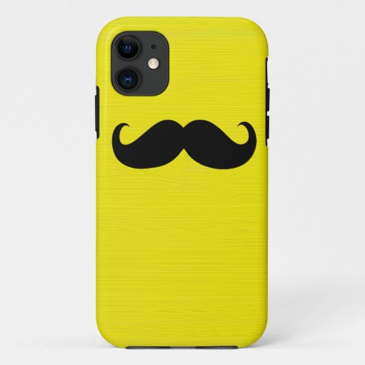 Funny Black Mustache op gele achtergrond Case-Mate iPhone Case (Achterkant)