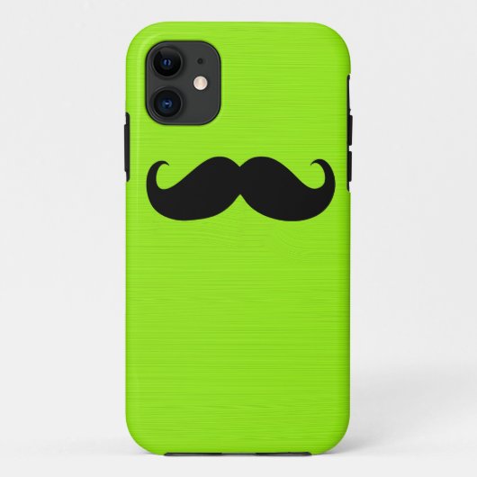Funny Black Mustache op gele groene achtergrond Case-Mate iPhone Case (Achterkant)