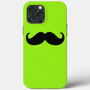 Funny Black Mustache op gele groene achtergrond Case-Mate iPhone Case