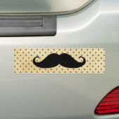 Funny Black Mustache op  gele pokadots Bumpersticker (Op auto)