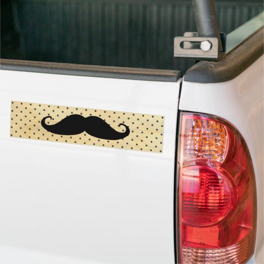 Funny Black Mustache op  gele pokadots Bumpersticker (Op Truck)
