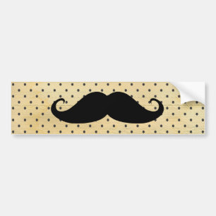 Funny Black Mustache op gele pokadots Bumpersticker