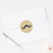 Funny Black Mustache op  gele pokadots Ronde Sticker (Envelop)