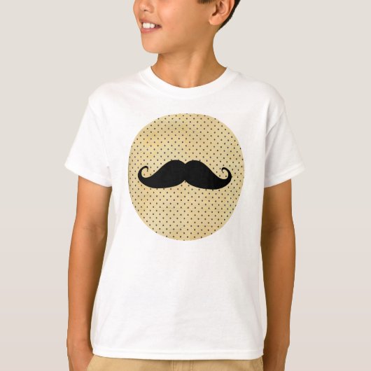 Funny Black Mustache op gele pokadots T-shirt (Voorkant)