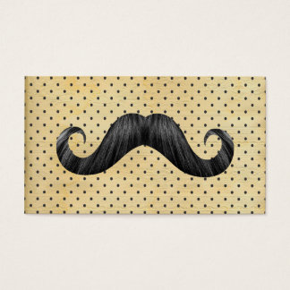 Funny Black Mustache op gele pokadots Visitekaartjes