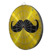 Funny Black Mustache op Metal Gold-achtergrond Dartbord (Voorkant Rechts)