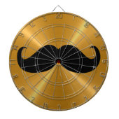 Funny Black Mustache op Metal Gold-achtergrond Dartbord (Voorkant)
