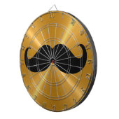 Funny Black Mustache op Metal Gold-achtergrond Dartbord (Voorkant Rechts)