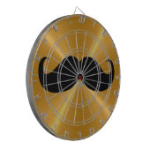 Funny Black Mustache op Metal Gold-achtergrond Dartbord (Voorkant Links)