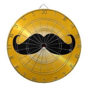 Funny Black Mustache op Metal Yellow Background Dartbord