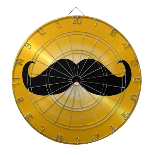 Funny Black Mustache op Metal Yellow Background Dartbord (Voorkant)