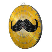 Funny Black Mustache op Metal Yellow Background Dartbord (Voorkant Rechts)