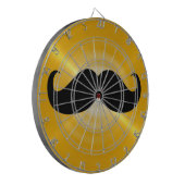 Funny Black Mustache op Metal Yellow Background Dartbord (Voorkant Links)