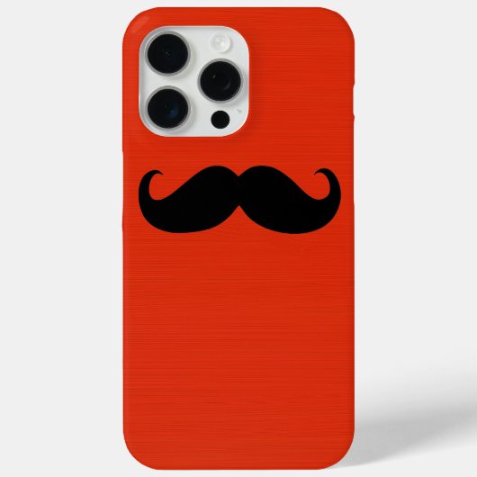 Funny Black Mustache op Oranje rode achtergrond Case-Mate iPhone Case (Achterkant)