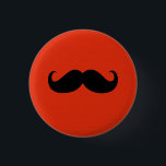 Funny Black Mustache op Oranje rode achtergrond Ronde Button 3,2 Cm<br><div class="desc">Funny Mustache of Mustache</div>