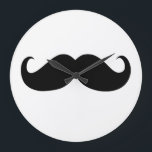 Funny Black Mustache op witte achtergrond Grote Klok<br><div class="desc">Funny Mustache of Mustache</div>