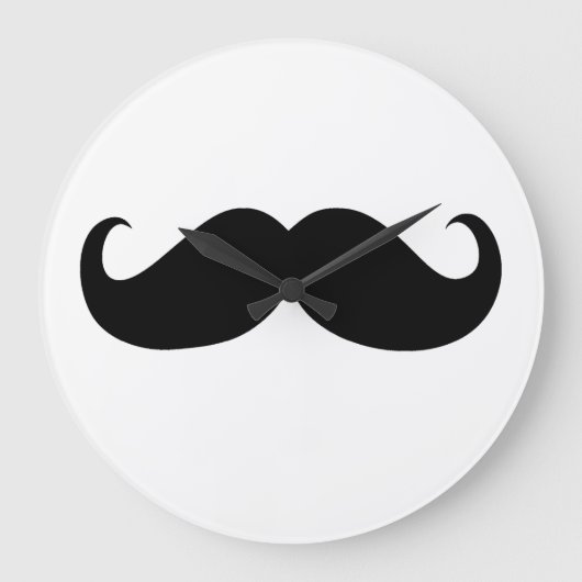 Funny Black Mustache op witte achtergrond Grote Klok (Voorkant)