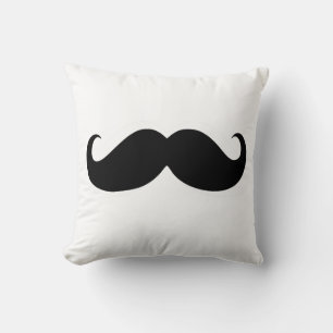 Funny Black Mustache op witte achtergrond Kussen