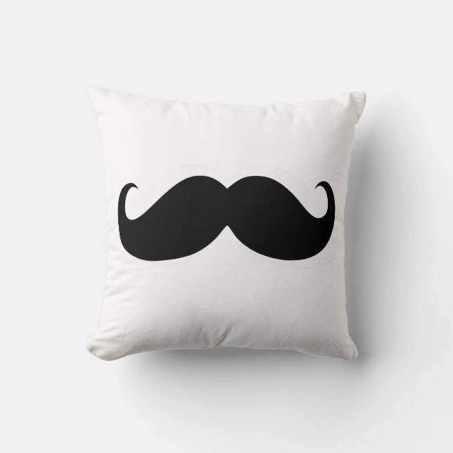 Funny Black Mustache op witte achtergrond Kussen (Voorkant)