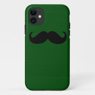Funny Black Mustache over groene achtergrond Case-Mate iPhone Case