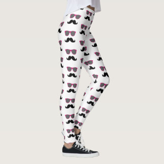 Funny Black Mustache Pink Sunglazen Patroon Leggings